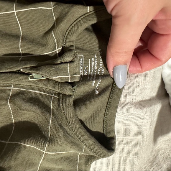 Colored Organics Footed Onesie PJs size 3-6 months, Olive green - Picture 2 of 3